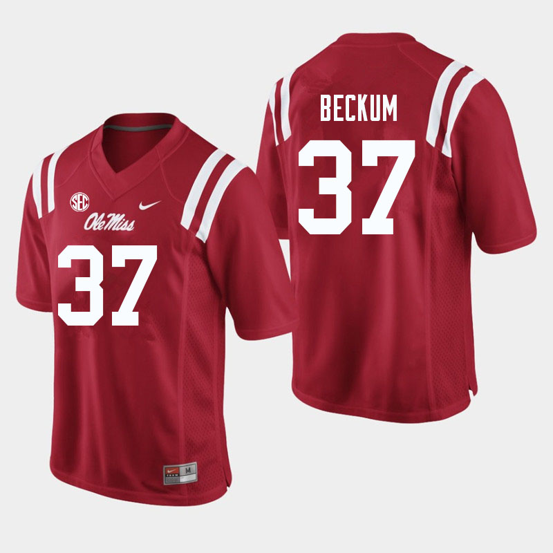 DJ Beckum Ole Miss Rebels NCAA Men's Red #37 Stitched Limited College Football Jersey IGH1058FF
